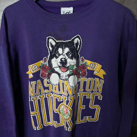 VTG 1991 UW Huskies Rose Bowl Crewneck Large - Picture 2 of 6